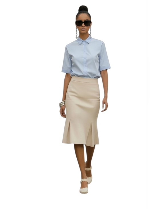 LOFT Dresses & Skirts - Loft Beige Suede Pleated Hem Skirt Women's Size 6    50